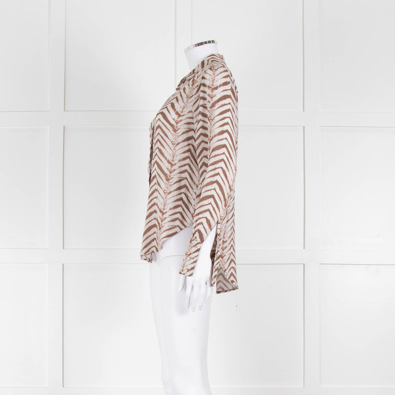 Bella Dahl Brown and Cream Patterned Collared Shirt