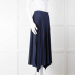 Theory Navy Blue Pleated Midi Skirt