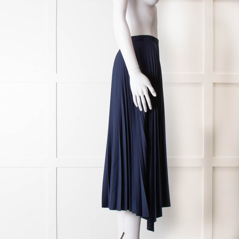 Theory Navy Blue Pleated Midi Skirt