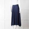 Theory Navy Blue Pleated Midi Skirt