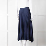 Theory Navy Blue Pleated Midi Skirt