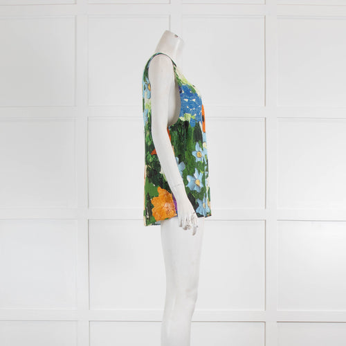 Stine Goya Green Blue Orange Floral Sleeveless Knot Top