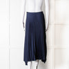 Theory Navy Blue Pleated Midi Skirt