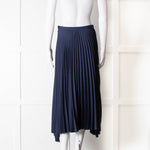 Theory Navy Blue Pleated Midi Skirt