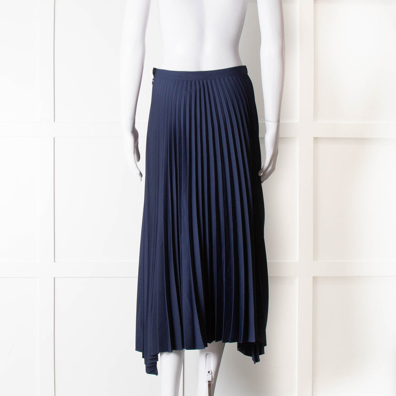 Theory Navy Blue Pleated Midi Skirt