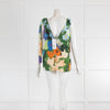 Stine Goya Green Blue Orange Floral Sleeveless Knot Top
