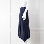 Theory Navy Blue Pleated Midi Skirt