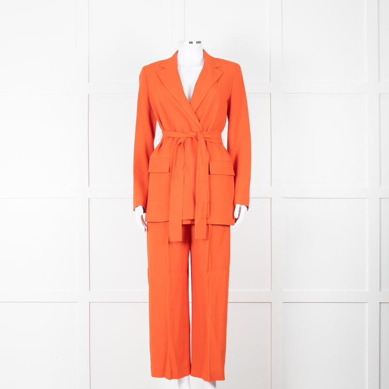 Theory Orange Fluid Blazer With Tie Belt