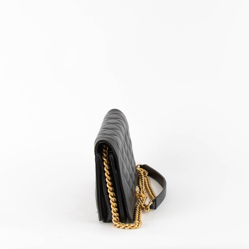 Chanel Black Caviar Boy Wallet On The Chain Bag
