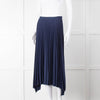 Theory Navy Blue Pleated Midi Skirt