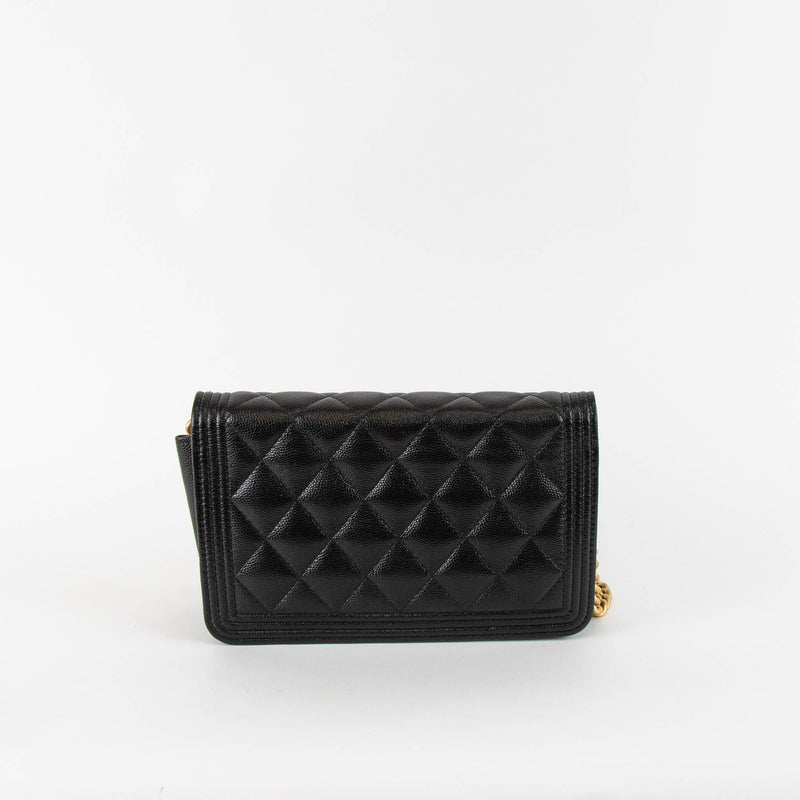 Chanel Black Caviar Boy Wallet On The Chain Bag