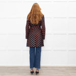 Prada Black Red Lip Print Belted Nylon Trench Coat