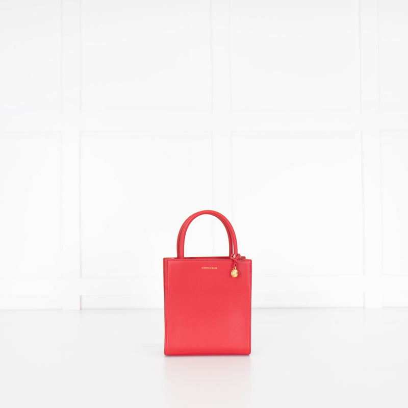 Veronica Beard Red Long Handle Small Shopper