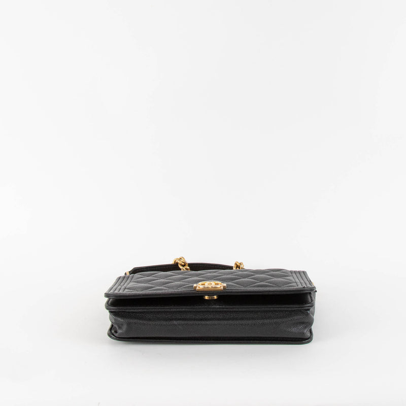 Chanel Black Caviar Boy Wallet On The Chain Bag