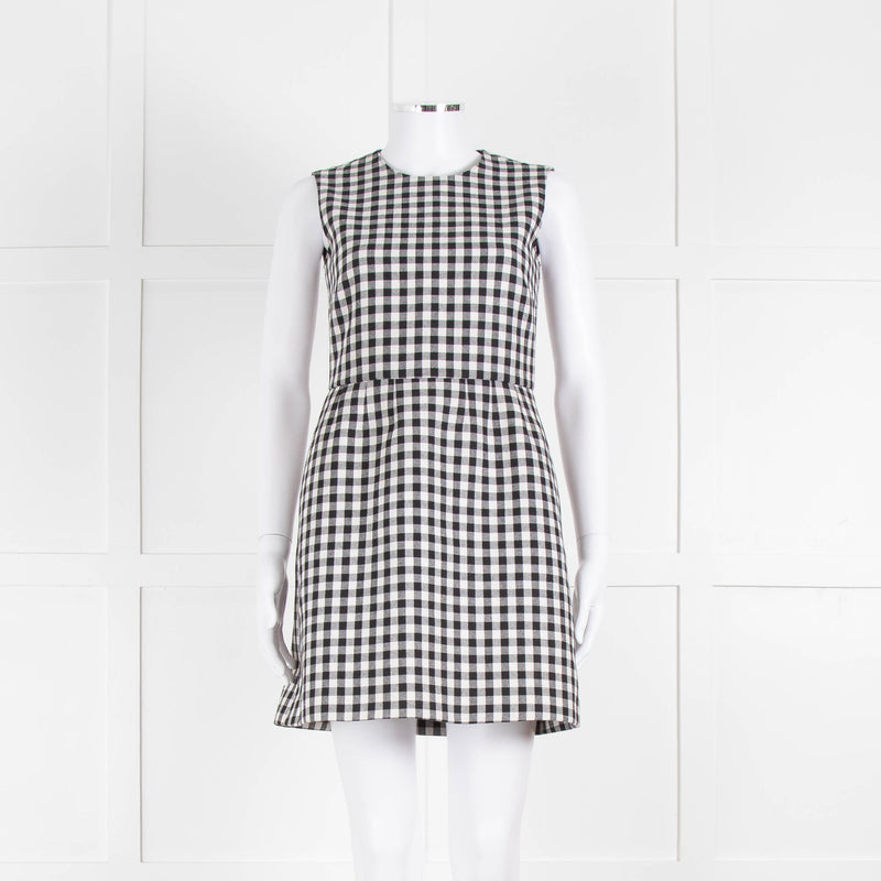 Red Valentino Black & White Gingham Sleeveless Mini Dress