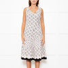 Oscar De La Renta Cream Black Flower Print Tiered Dress