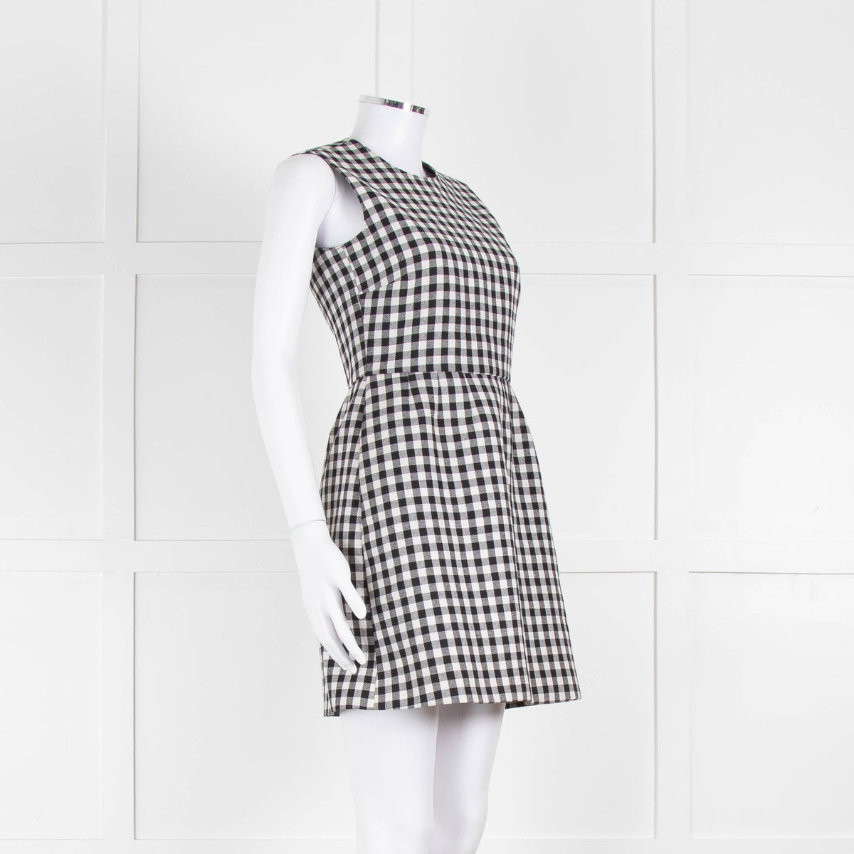 Red Valentino Black & White Gingham Sleeveless Mini Dress