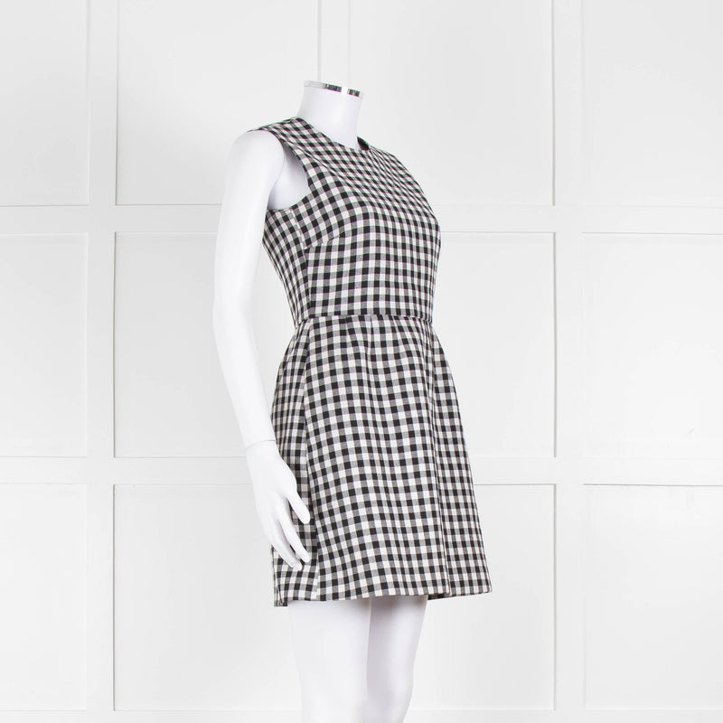 Red Valentino Black & White Gingham Sleeveless Mini Dress