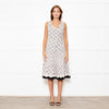 Oscar De La Renta Cream Black Flower Print Tiered Dress