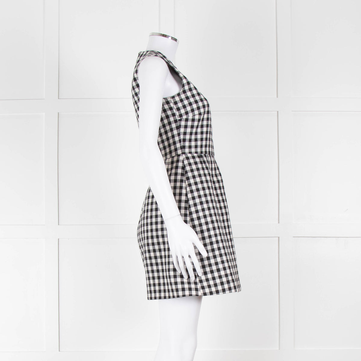 Red Valentino Black & White Gingham Sleeveless Mini Dress