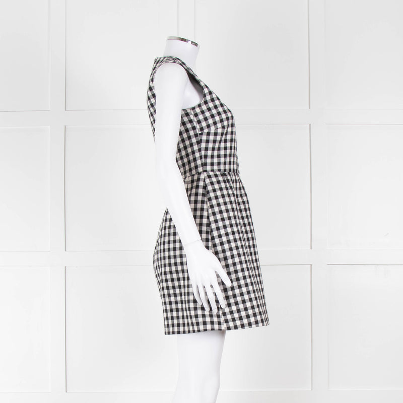 Red Valentino Black & White Gingham Sleeveless Mini Dress