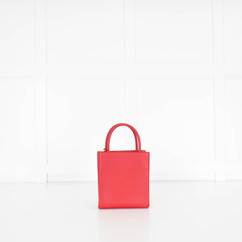 Veronica Beard Red Long Handle Small Shopper
