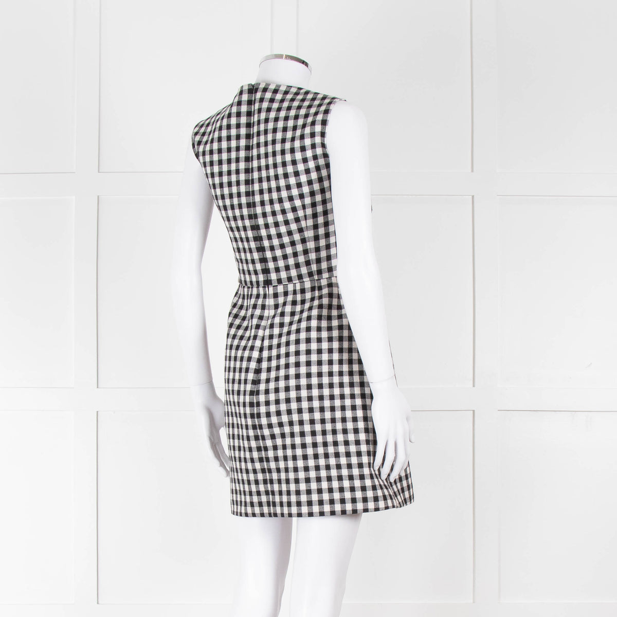 Red Valentino Black & White Gingham Sleeveless Mini Dress