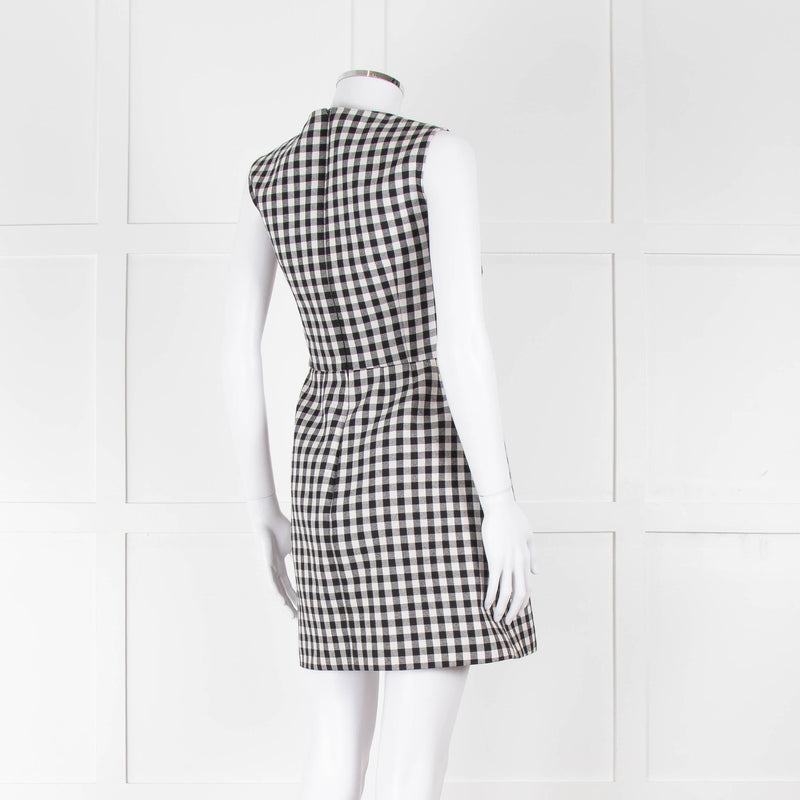 Red Valentino Black & White Gingham Sleeveless Mini Dress
