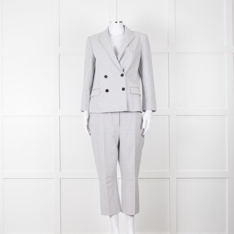 Theory White Checked Tailored Trousers