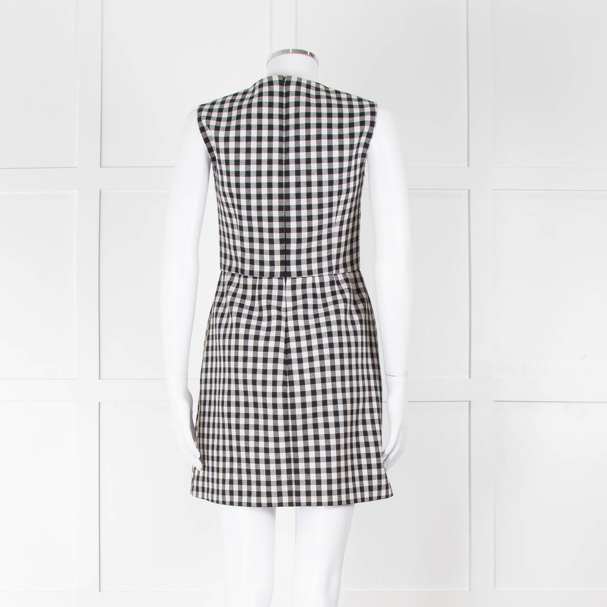 Red Valentino Black & White Gingham Sleeveless Mini Dress