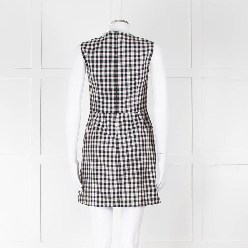 Red Valentino Black & White Gingham Sleeveless Mini Dress