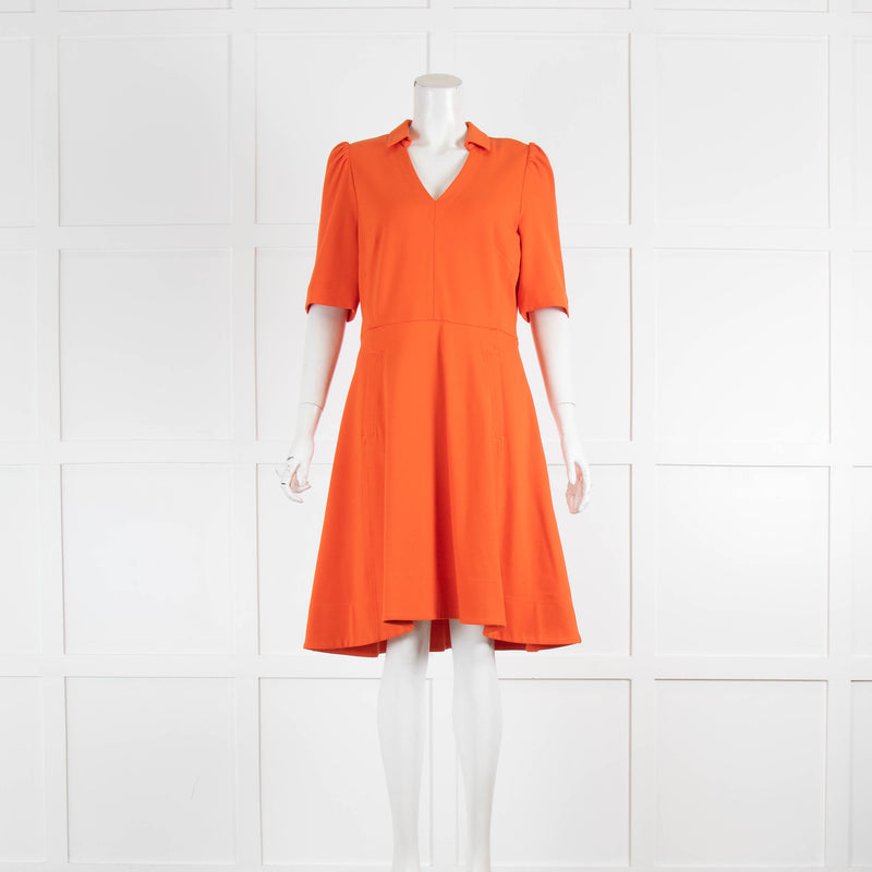 Me + Em Orange Flared Short Sleeve Dress