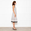 Oscar De La Renta Cream Black Flower Print Tiered Dress