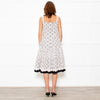 Oscar De La Renta Cream Black Flower Print Tiered Dress