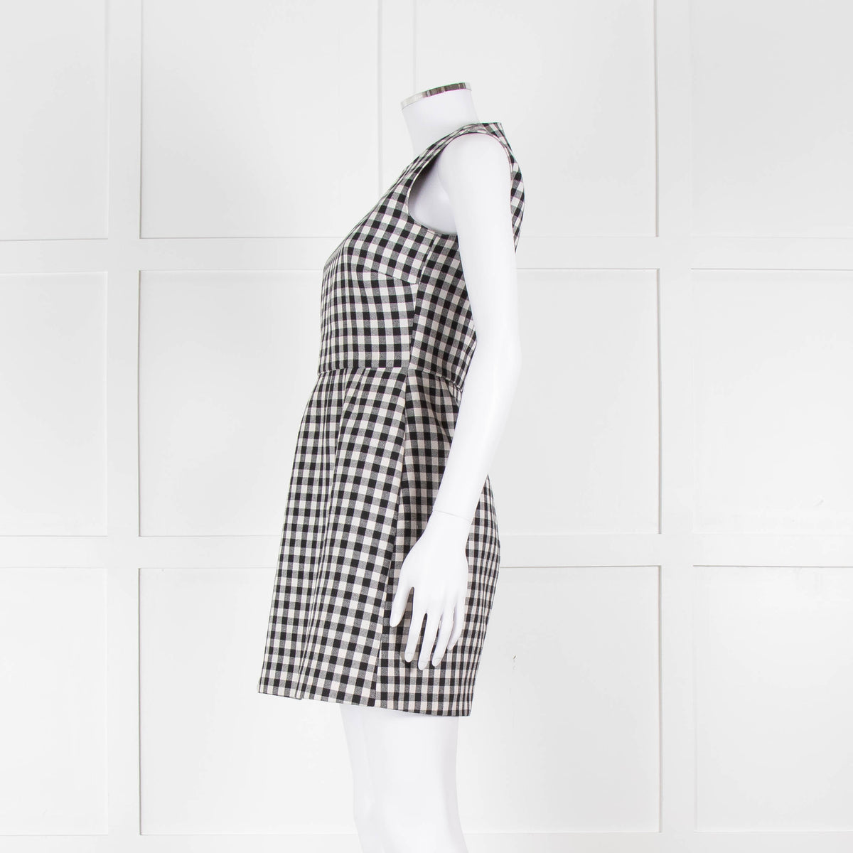 Red Valentino Black & White Gingham Sleeveless Mini Dress
