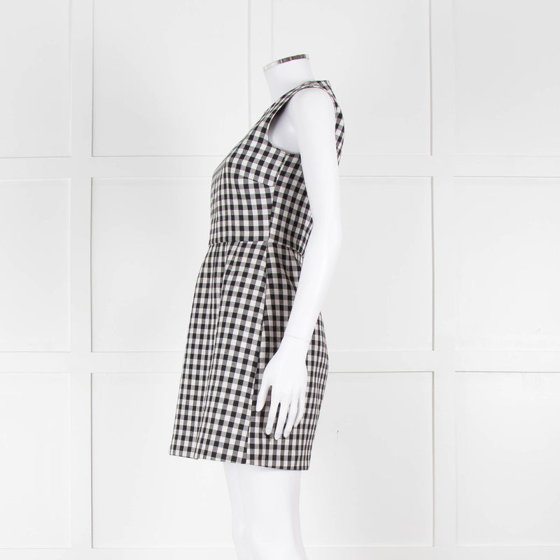 Red Valentino Black & White Gingham Sleeveless Mini Dress