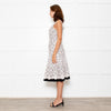 Oscar De La Renta Cream Black Flower Print Tiered Dress
