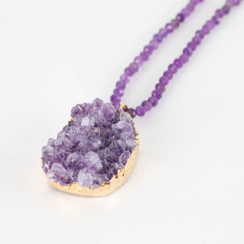 Crystal Haze Amethyst & 18kt Gold Plated Necklace