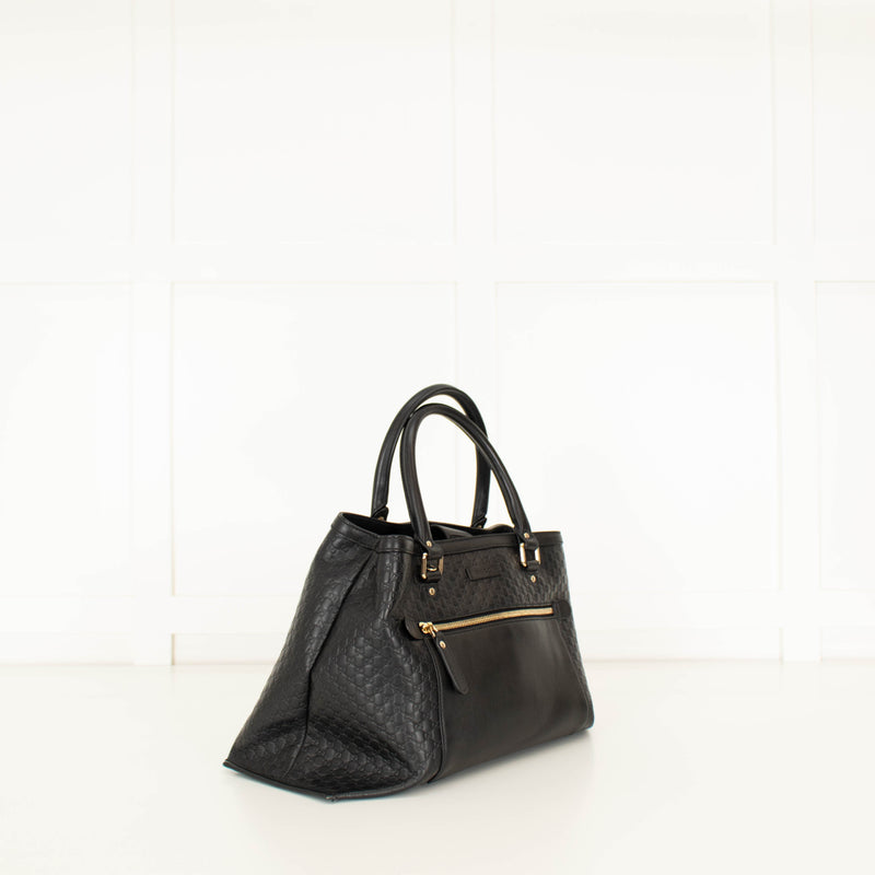 Gucci Black Micro Guccisimma Tote Bag