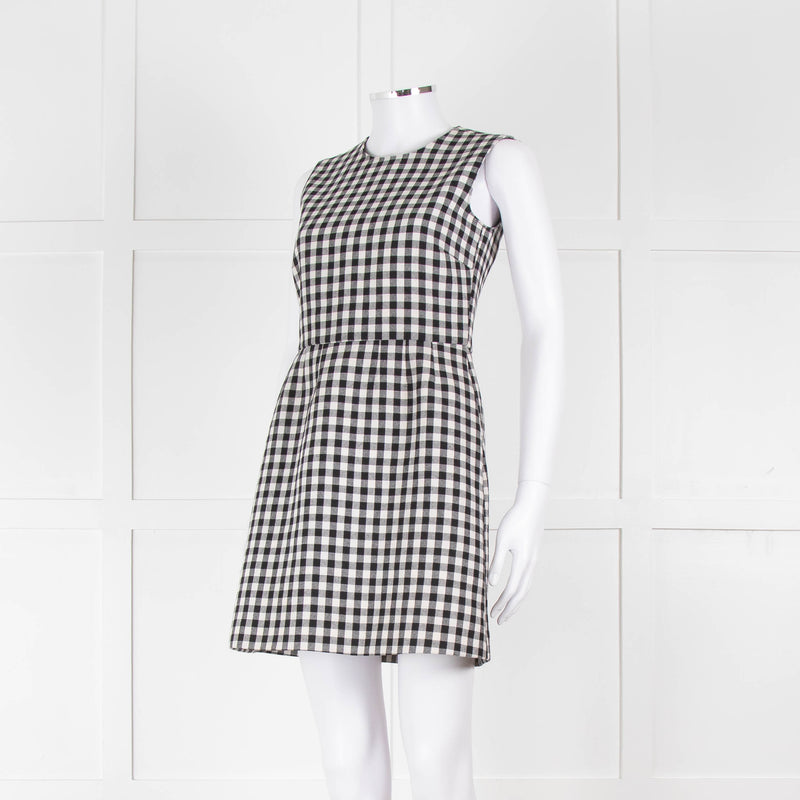 Red Valentino Black & White Gingham Sleeveless Mini Dress