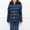 Toni Sailer Navy Blue Fur Trim Hood Ski Jacket