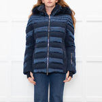 Toni Sailer Navy Blue Fur Trim Hood Ski Jacket