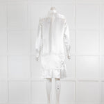 Comme Des Garcons White Shiny Pleated Bottom Long Shirt