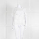 Michael Kors White Lazer Cut Short Sleeve Top