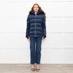 Toni Sailer Navy Blue Fur Trim Hood Ski Jacket