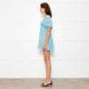 Faithfull The Brand Blue Yellow Rose Smocked Waist Mini Dress