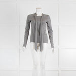 MaxMara Grey Silk Blend Neck Tie Long Sleeve Top