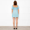 Faithfull The Brand Blue Yellow Rose Smocked Waist Mini Dress