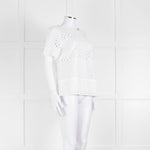 Michael Kors White Lazer Cut Short Sleeve Top