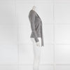 MaxMara Grey Silk Blend Neck Tie Long Sleeve Top